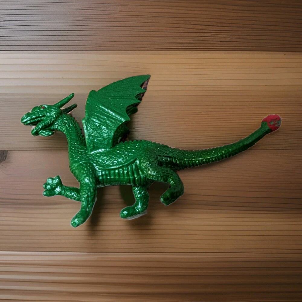 Safari Brand Shiny Green Winged Dragon Toy Collectible Figure Kids Pretend Play